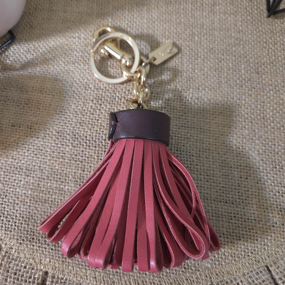 EUC Coach Leather Tassel Bag Charm Keychain